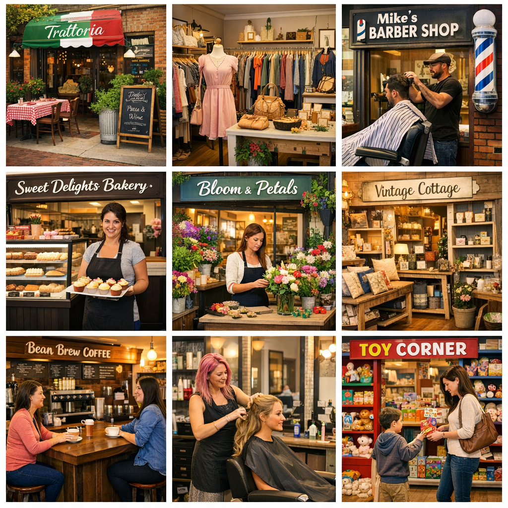 A picture that is a collage of small business' inc